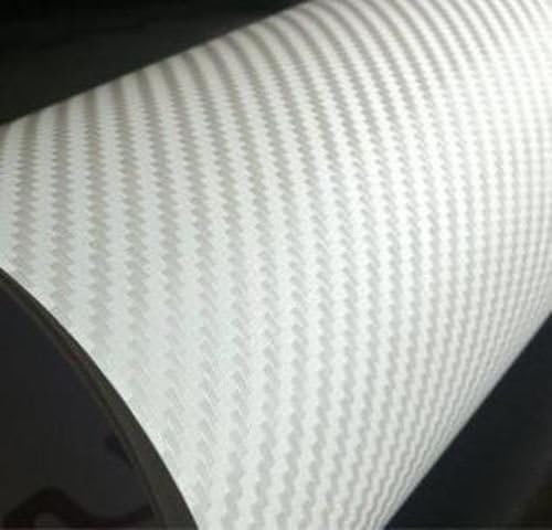 F & B LED LIGHTS White 3D Carbon Fiber Film Twill Weave Vinyl Sheet Roll Wrap by F+%26+B+LED+LIGHTS