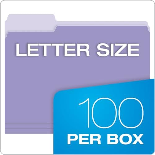 Pendaflex Colored File Folders, 100 Pack, Letter Size (8.5" x 11"), Durable Purple Folders, 3 Tabs for Easy Labeling, Colorful School, Office & Home Document Organization - Image 3