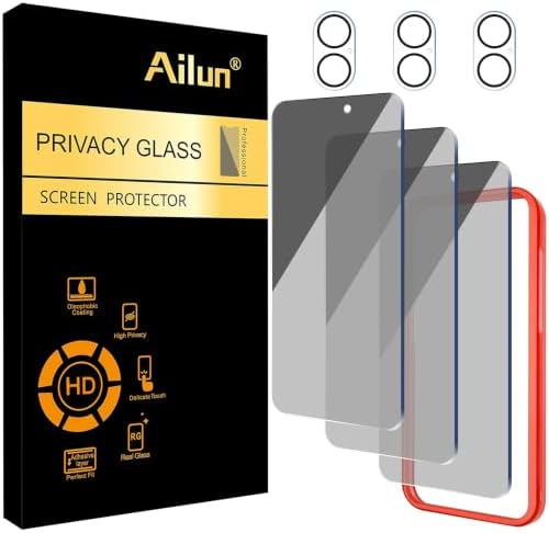 Ailun Privacy Screen Protector+Camera Lens Protector for iPhone 16, 3+3Pack by Ailun