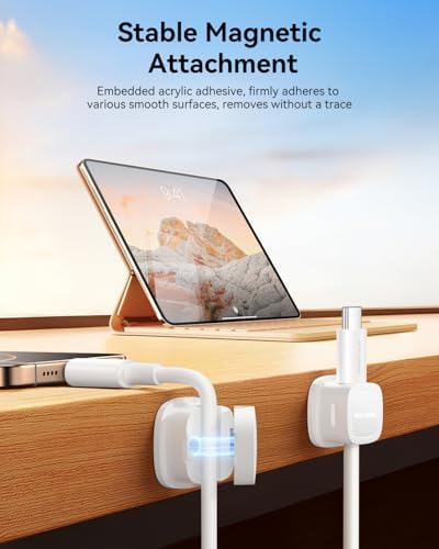 Rocoren 12‑Pack Magnetic Smooth Adjustable Cable Clips Cord Organizer - Image 2