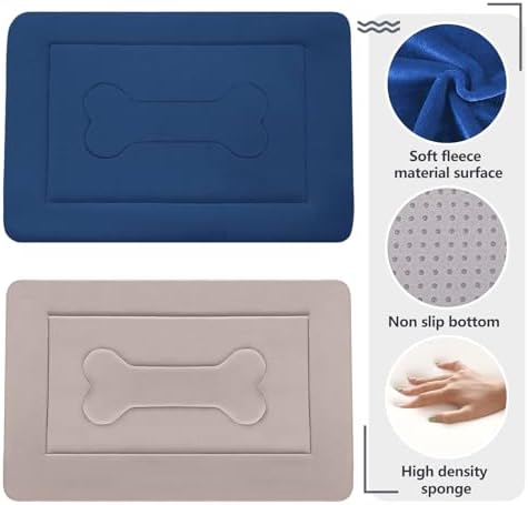 Dog Bed Soft Dog Crate Pad Mat for Medium/Large Dogs 36 in Non-Slip Bottom Washable Dog Sleeping Mattress Pet Beds Cat Beds Kennel Pads, Dark Blue - Image 2