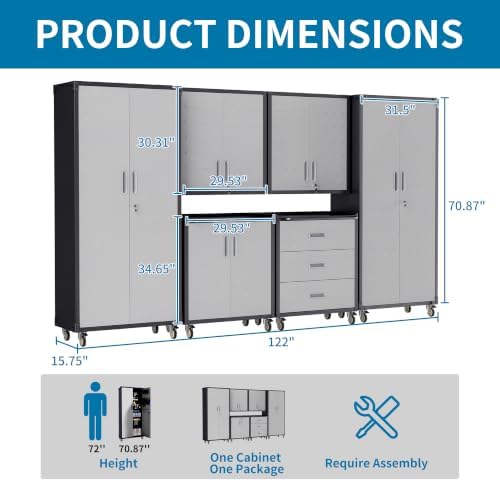 6-Piece Garage Storage Cabinets System Heavy Duty Workshop Set - Image 2