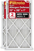 Filtrete 12x36x1 AC Furnace Air Filter, MERV 11, MPR 1000, Micro Allergen Defense, 3-Month Pleated 1-Inch Electrostatic Air Cleaning Filter, 2 Pack (Actual Size 11.69 x 35.69 x 0.81 in) by Filtrete