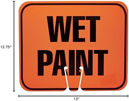 Cortina ABS Plastic Traffic Cone Sign, "WET PAINT" 03-550-WP, 12.75" Width x 10.375" Height, Black On Orange - Image 2