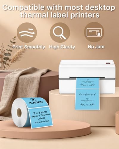 iEager Blue 3" x 3" Square Thermal Label Stickers, 500 Labels/Roll - Image 5