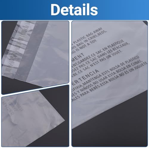 100 Count 10x13 Clear Poly Mailers with Suffocation Warning, Self Seal Plastic Envelopes for T-Shirt & Clothes, FBA Compliant Shipping Supplies with Permanent Adhesive - Image 5