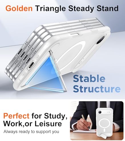 Temdan Designed for iPhone Air Case, [Built-in Invisible Kickstand][Compatible with MagSafe][Military Grade Shockproof] Slim Translucent Matte Phone Case 6.5 inch (Clear Matte) - Image 4