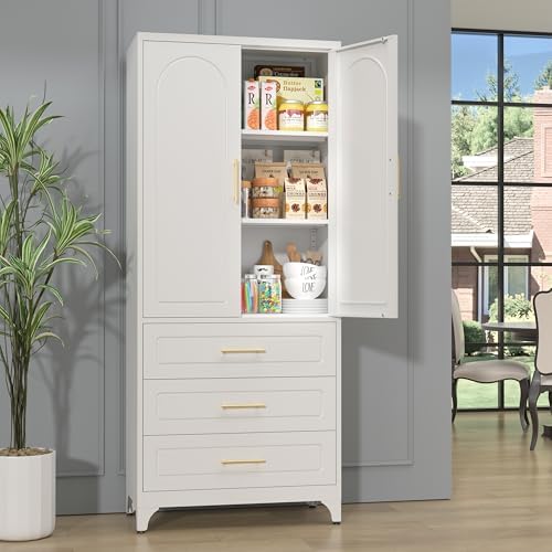SteeLoong 75”Kitchen Pantry Cabinet, Metal Storage Cabinet with 3 Drawers - Image 6