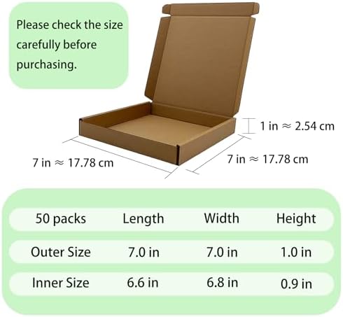 7x7x1 inch Small Shipping Boxes 50 Pack, Brown Corrugated Cardboard Mailers - Image 6