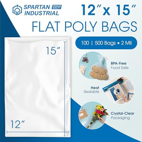 12" X 15" Open-End Flat Poly Bags (100 Count) - 2 Mil Plastic Clear Bags - Image 2