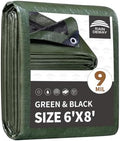 RAINDEWAY 6x8 Feet Tarp Waterproof,9Mil Green/Black Tarps Cover by RAINDEWAY