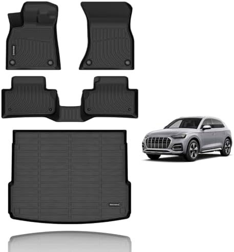 KELCSEECS Floor Mats & Cargo Liner Custom for Audi Q5 (Not for Q5 PHEV Models) 2024 2023 2022 2021 2020 2019 2018 Car Mats Automotive Cargo Mat Floor Liners Trunk Mat Q5 All Weather Trunk Liner by KELCSEECS