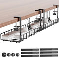 Under Desk Cable Management Tray 2 Pack, Xpatee Wire Management No Screws, Cable Tray with Clamp for Wire Management, Computer Code Rack for Office, Home - No Damage to Desk Black by Xpatee