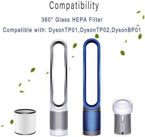 TP01 TP02 Filter 360 Glass HEPA Replacement for Dyson Air Purifier, Black - Image 2