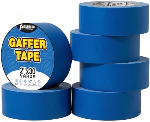 Gaffers Tape (2" x30 Yards) Heavy Duty, No Residue (6 Pack Blue) by Unknown