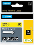 DYMO Rhino Industrial Flexible Nylon Labels 3/4" x 11.5' Black Print on Yellow Tape by Dymo%C2%AE