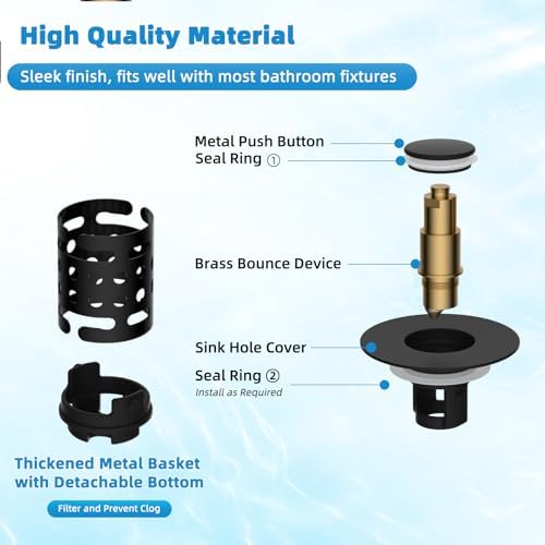 Universal Bathroom Sink Drain Stopper Hair Catcher, Matteblack - Image 6