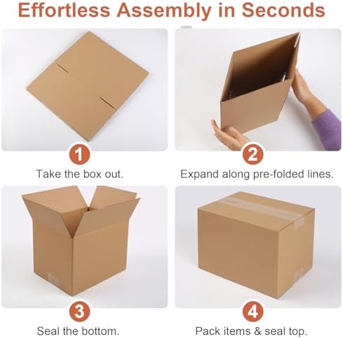 Corrugated Cardboard Boxes,4 PCS 8x6x6 inches Shipping Boxes, Brown Corrugated Cardboard Boxes for Packing, Mailing, Moving,Gifts & Storage（Brown） - Image 4