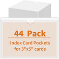 44 Pcs Storage Bin Labels, 3×5 in Index Card Holder, Clear Adhesive Pockets by yeestone