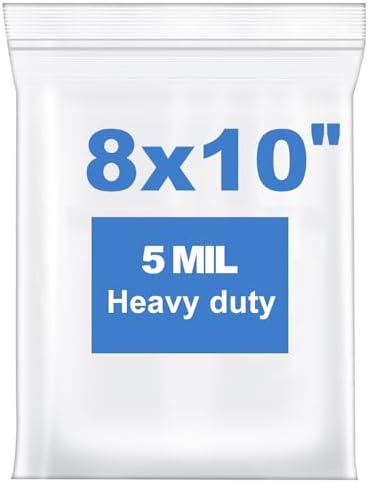 20 PCS 8"x 10"Thick 5 Mil Clear Zip Seal Lock Poly Plastic Reclosable Bags by somogaclearzipbags