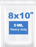 20 PCS 8"x 10"Thick 5 Mil Clear Zip Seal Lock Poly Plastic Reclosable Bags by somogaclearzipbags
