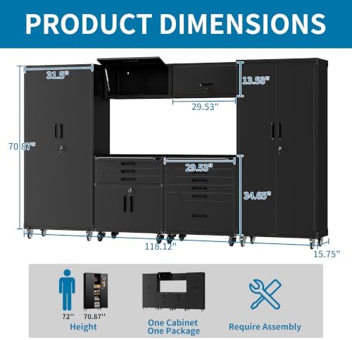 6-Piece Garage Storage Cabinets System Heavy Duty Workshop Set - Image 2