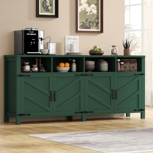 knoworld Buffet Sideboard with Storage Farmhouse, Large Kitchen Storage Cabinet Wood Coffee Bar Cabinet Buffet for Kitchen, Living Room, 63in, Green - Image 4