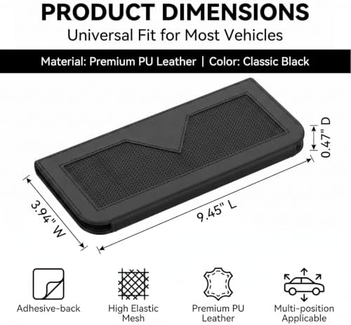 PU Leather Car Seat Gap Storage Pocket, Multifunctional Elastic Mesh Side Organizer, Self-Adhesive Anti-Scratch Car Side Storage Pouch Holds Phone Cards Receipts (Black) - Image 2