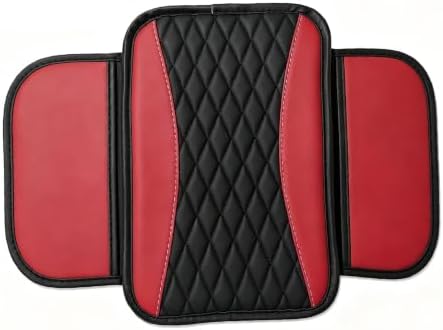 Center Console Cover, PU Leather Car Armrest Cushion with Side Storage Pockets, Universal Armrest Protector Organizer for SUV Truck Sedan (Red) by Unknown