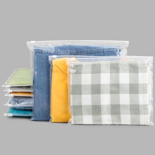 Bikini Bags Organizer Clear, Plastic Shirt Bags for Small Business, Swimsuit Swimwear Bathing Suit Storage, T Shirt Packaging, 10x8 inch, Pack of 50, 3 Mil with Vent Holes by Svaldo