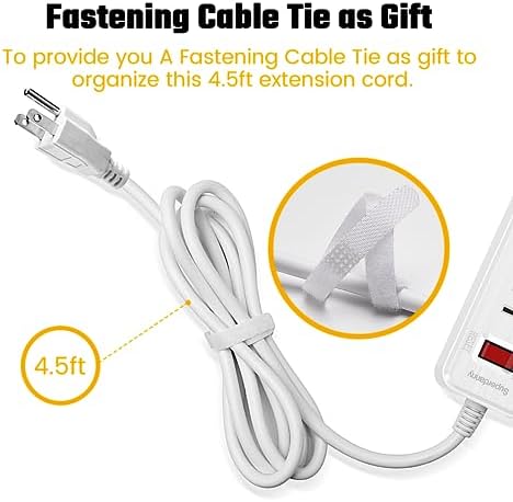 Power Strip, SUPERDANNY Surge Protector, 5 Outlets, 3 USB Ports, 4.5 Ft Extension Cord, 900 Joules, Mountable, Overload Switch, Protected Indicator Light, Multiple Protections for Home Office, White - Image 5