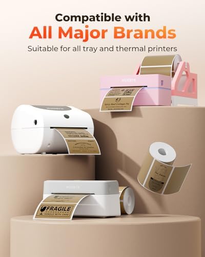 MUNBYN 4x2 Thermal Labels, 500 Sheets/1 Roll, Brown - Image 3