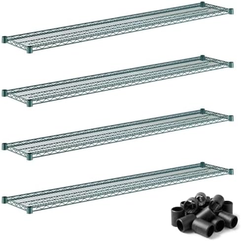 14x72 4-Pack Green Wire Shelf, NSF Metal Storage Rack Shelving Add-On Extra Tier Replacement by Zedfire