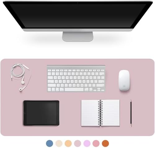 Leather Desk Pad Protector,Non-Slip Desk Pad Grayish Lavender, 35.4" x 17" by CADONO