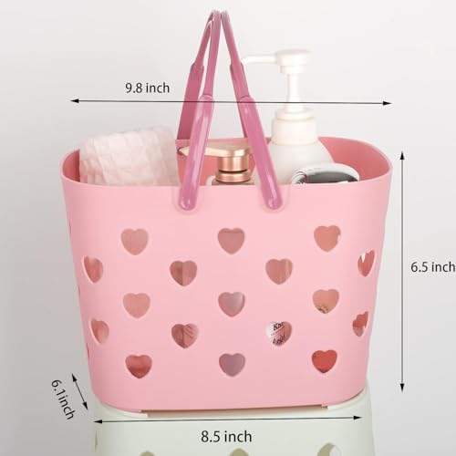 Portable Shower Caddy with Handle Plastic Shower Basket Organizer, Pink - Image 2