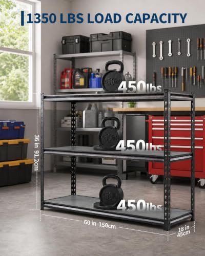 OUTLANE 3 Tier Garage Shelving Heavy Duty,1350 LBS Adjustable Rack Shelf - Image 3