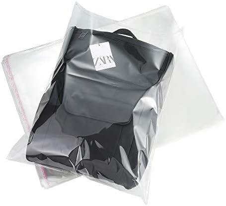 100 Pack 16" x 20" Large Thick Clear Resealable Cellophane Self Adhesive Seal Poly Bags Durable Plastic Cello Bag 1.6Mil Heavy Duty Packaging T-Shirts Clothes Clothing Gifts Self-Sealing OPP Bags by Unknown