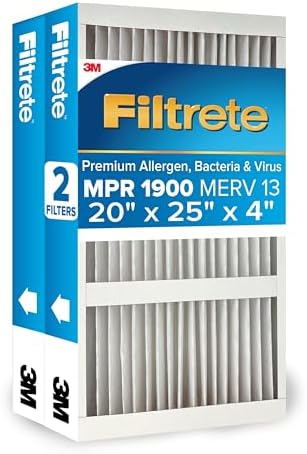Filtrete 20x25x4 Air Filter, MERV 13, MPR 1900, 2 HVAC Filters by Filtrete
