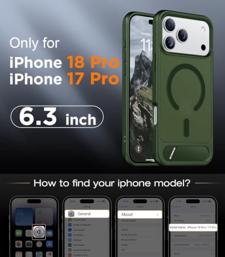 Temdan Magnetic for iPhone 18 Pro Case/iPhone 17 Pro Case Stand Green - Image 2