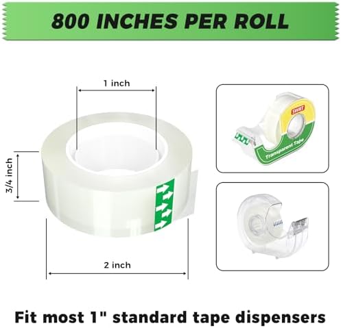 SWRT Clear Tape Refills for Dispenser, 12 Rolls, 3/4 in x 800 in Tape Rolls - Image 6
