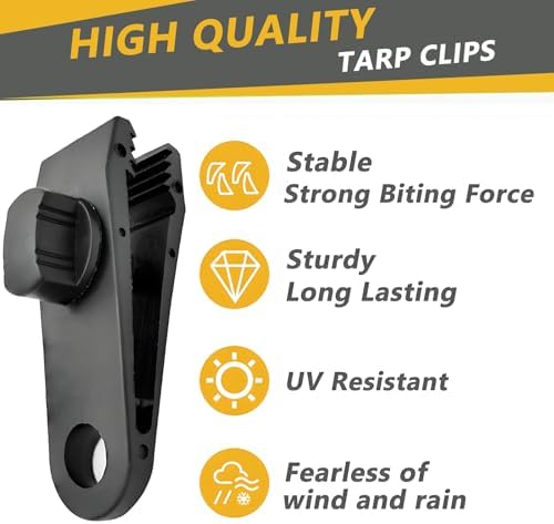 Tarp Clips Heavy Duty Lock Grip, 20 Pack Tarp Clamps Bungee Cord Clip, Fit for Tent Awnings Caravan Canopies Car Cover Swimming Pool Cover Fasteners Clips - Image 4