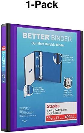 Staples Better 1.5-Inch 3-Ring Binder, Purple, Heavy-Duty - Image 7