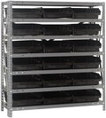 Quantum Storage Systems 1239-109BK Steel Shelving Unit with 4" Shelf Bins, 12" D x 36" W x 39" H, Black by QuantumStorageSystems