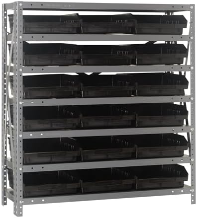 Quantum Storage Systems 1239-109BK Steel Shelving Unit with 4" Shelf Bins, 12" D x 36" W x 39" H, Black by QuantumStorageSystems