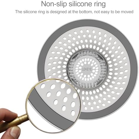 LEKEYE Shower Drain Hair Catcher/Bathroom Drain Cover/Bathtub Drain Strainer/Shower Stall Drain Protector(Pearl Chrome) - Image 4