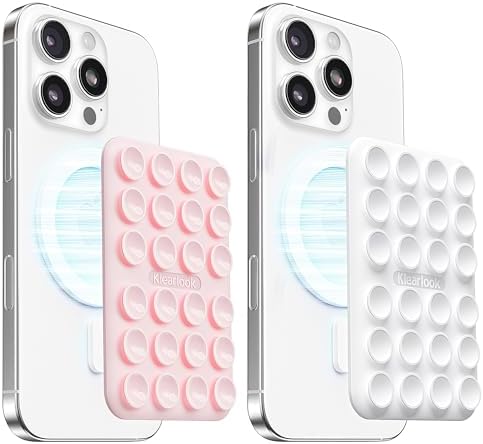 2Pack Magnetic Suction Phone Mount for MagSafe, Light Pink & Classic White by KlearlookMaximizedClarity