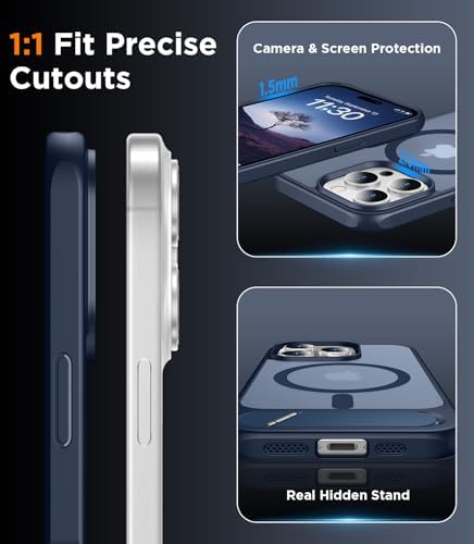 Temdan Magnetic Compatible with iPhone 15 Pro Max Case, [Built-in Invisible Kickstand][Compatible with MagSafe] [Military Grade Shockproof] Slim Translucent Matte Phone Case for iPhone 15 Pro Max 6.7" - Image 6