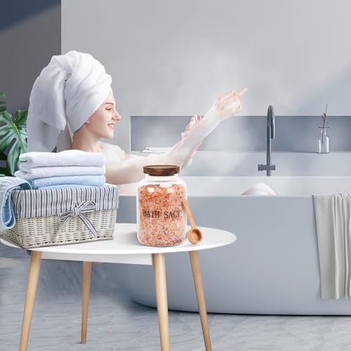BKYFPQ 74 oz Bath Salt Container with Wooden Lid and Scoop - Image 4