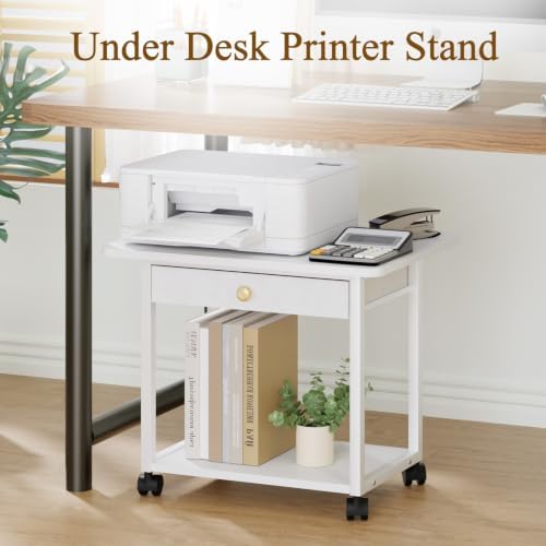 MARTY 22"x15.75" Large Printer Stand with Drawer,Rolling Cart Printer Table - Image 3