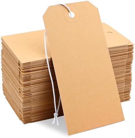 250 Pack Manila Shipping Tags with Elastic String by koorito